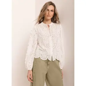Mint Velvet White Cotton Broderie Detail Blouse
